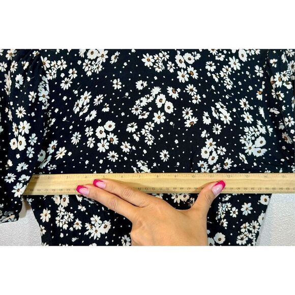 New Look Split Front Black & White Daisy Floral Midi Dress Women's Size 2 Petite - Picture 11 of 12